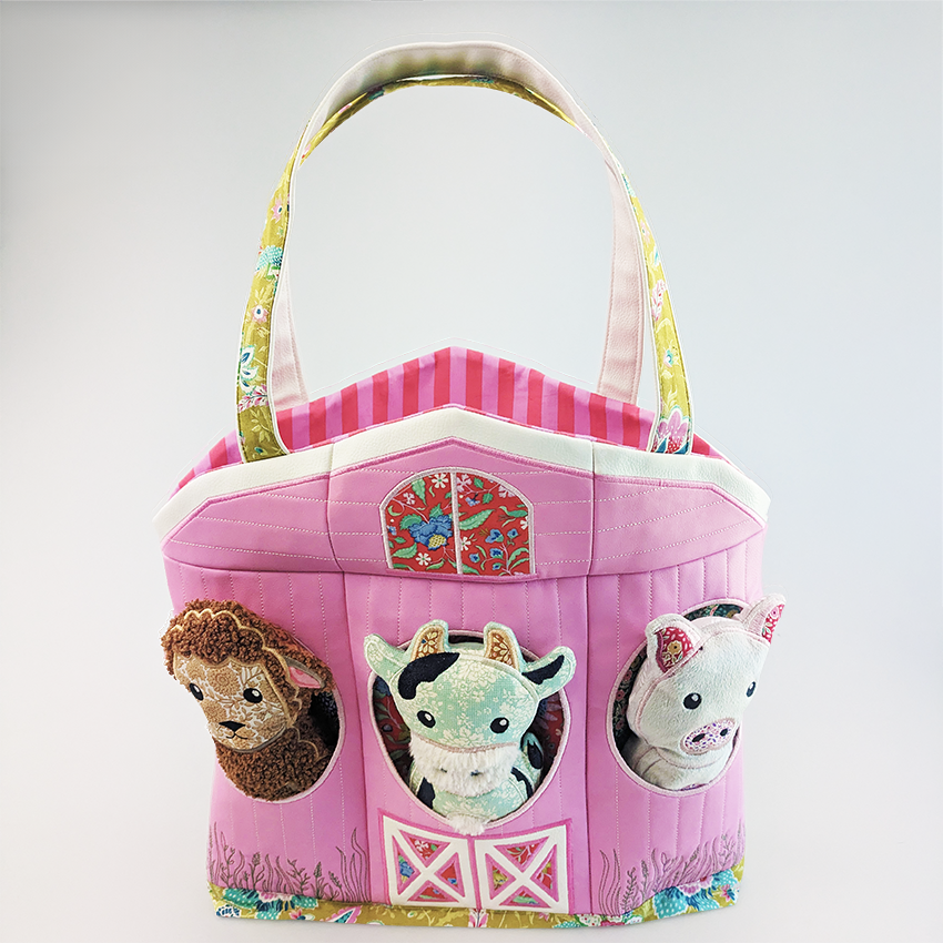Farm Animal Pocket Bag In the hoop machine embroidery designs