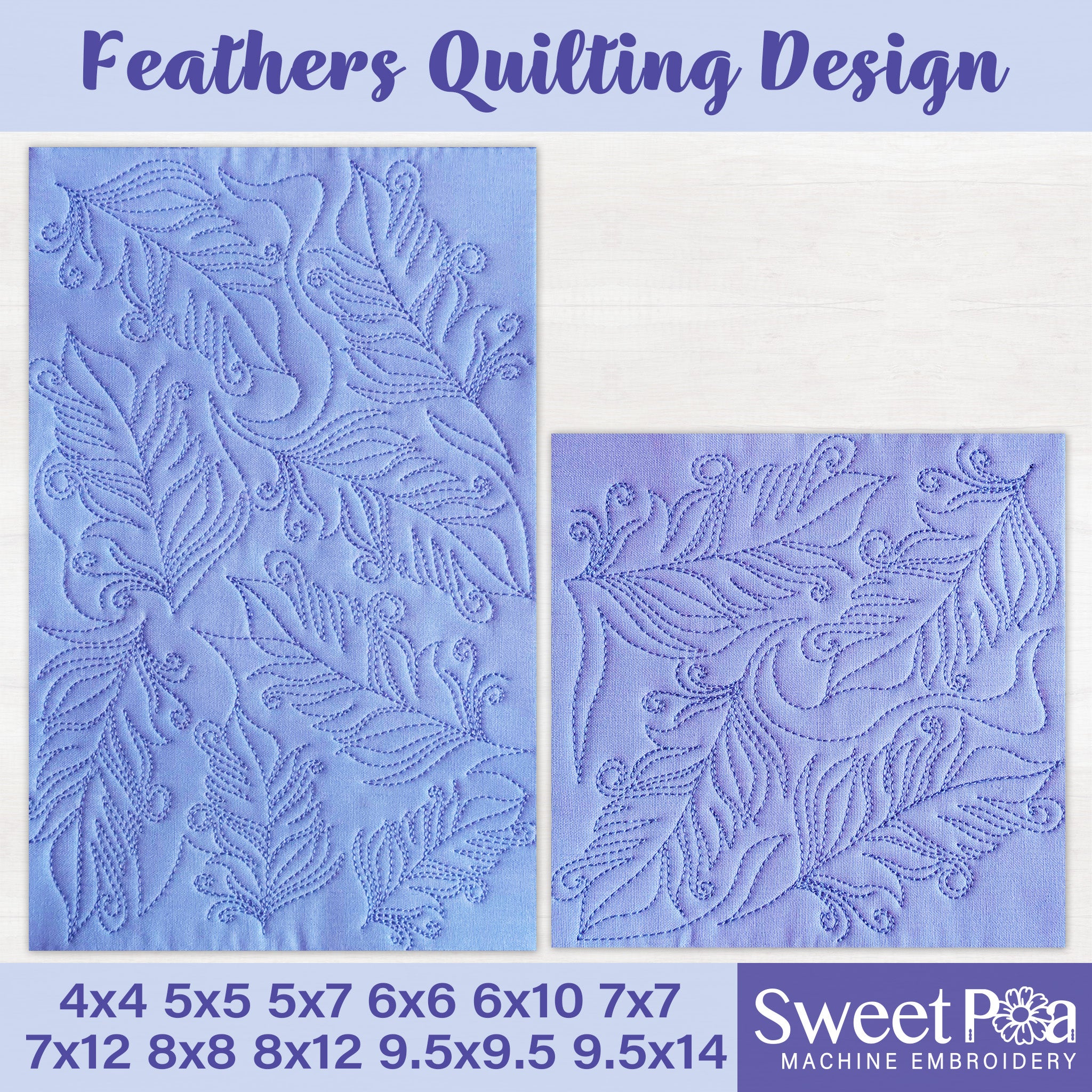 Feathers Edge-to-Edge Quilting Design In the hoop machine embroidery designs
