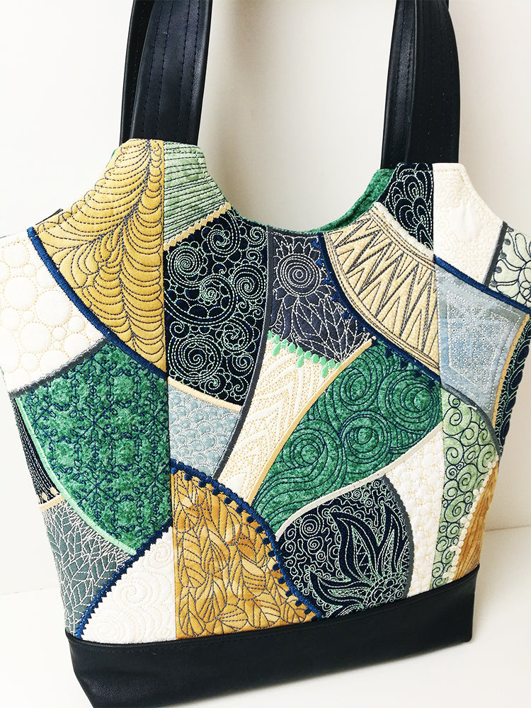 Quilted Patchwork Handbag In the hoop machine embroidery designs