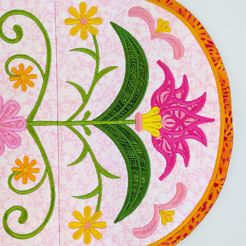 close up of floral folk art runner 3