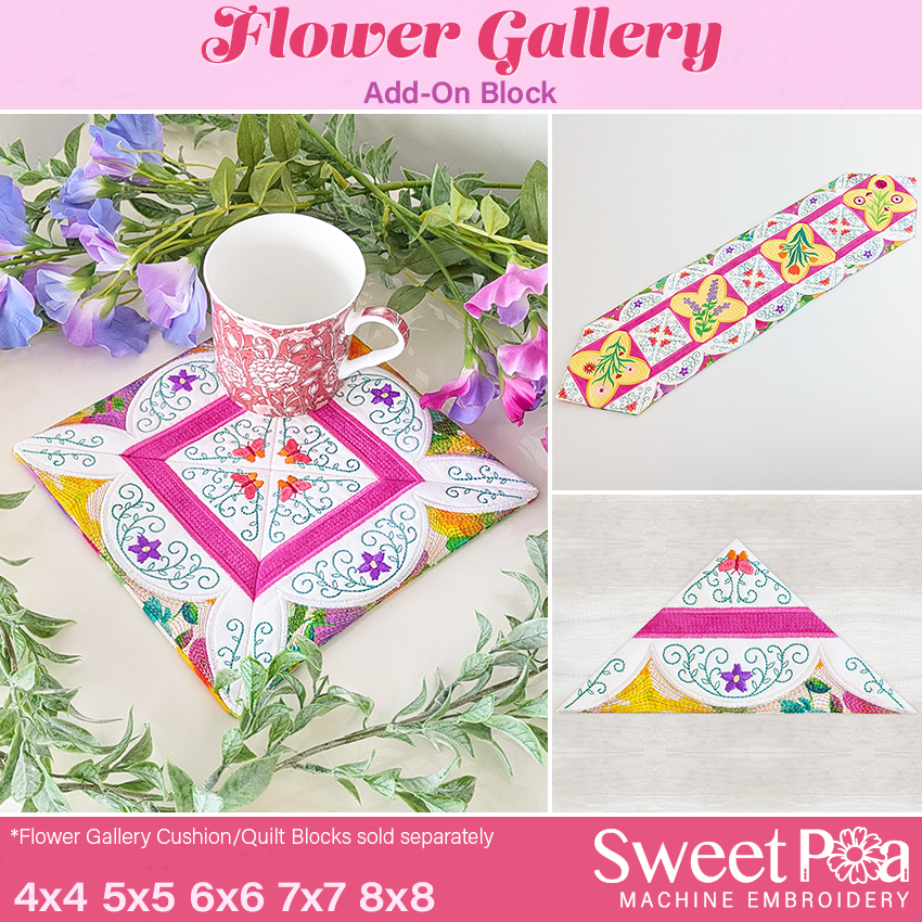 Flower Gallery Add-On Block In the hoop machine embroidery designs