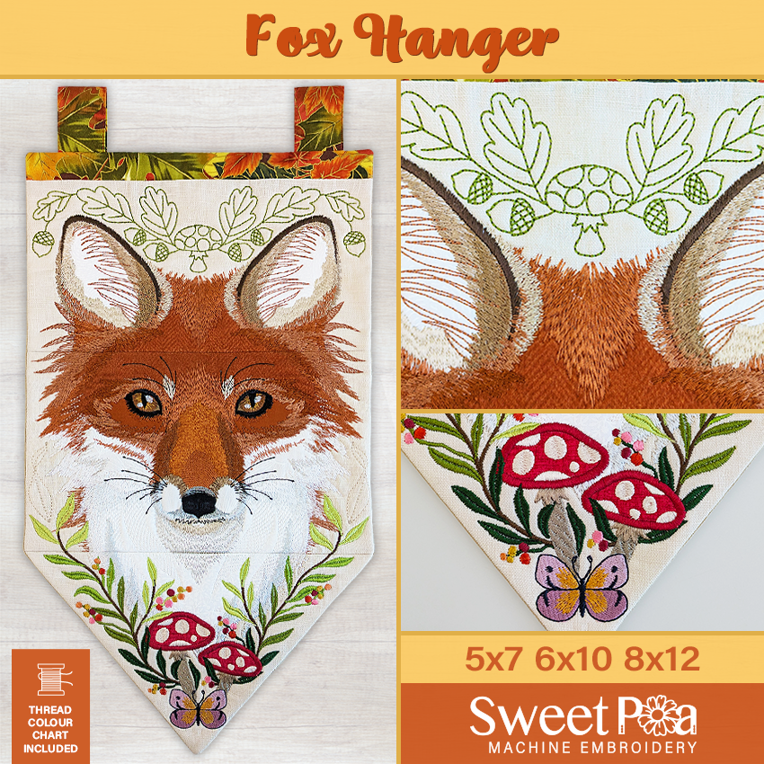 Fox Hanger In the hoop machine embroidery designs