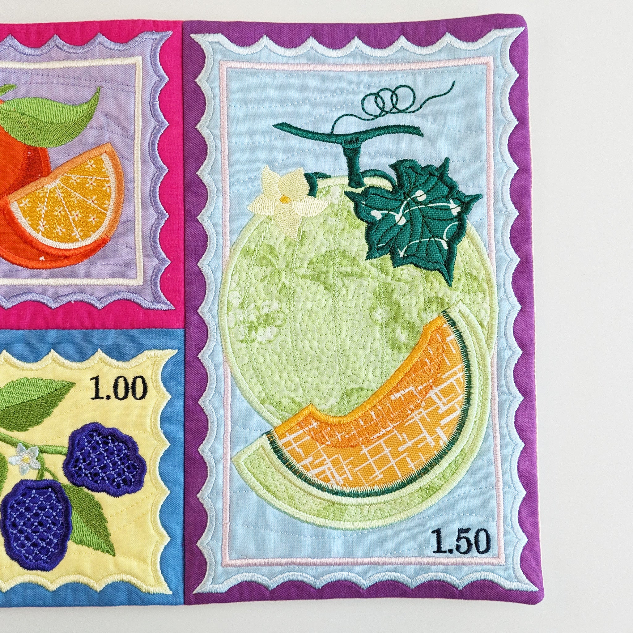 Fruit Stamps Runner or Hanger In the hoop machine embroidery designs