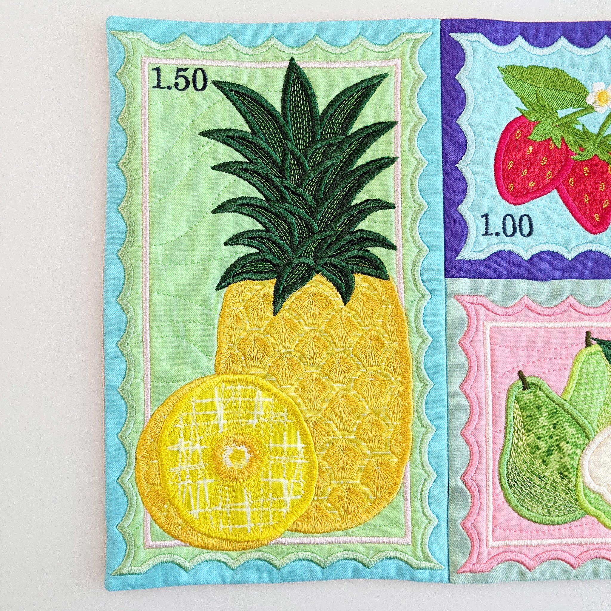 Fruit Stamps Runner or Hanger In the hoop machine embroidery designs