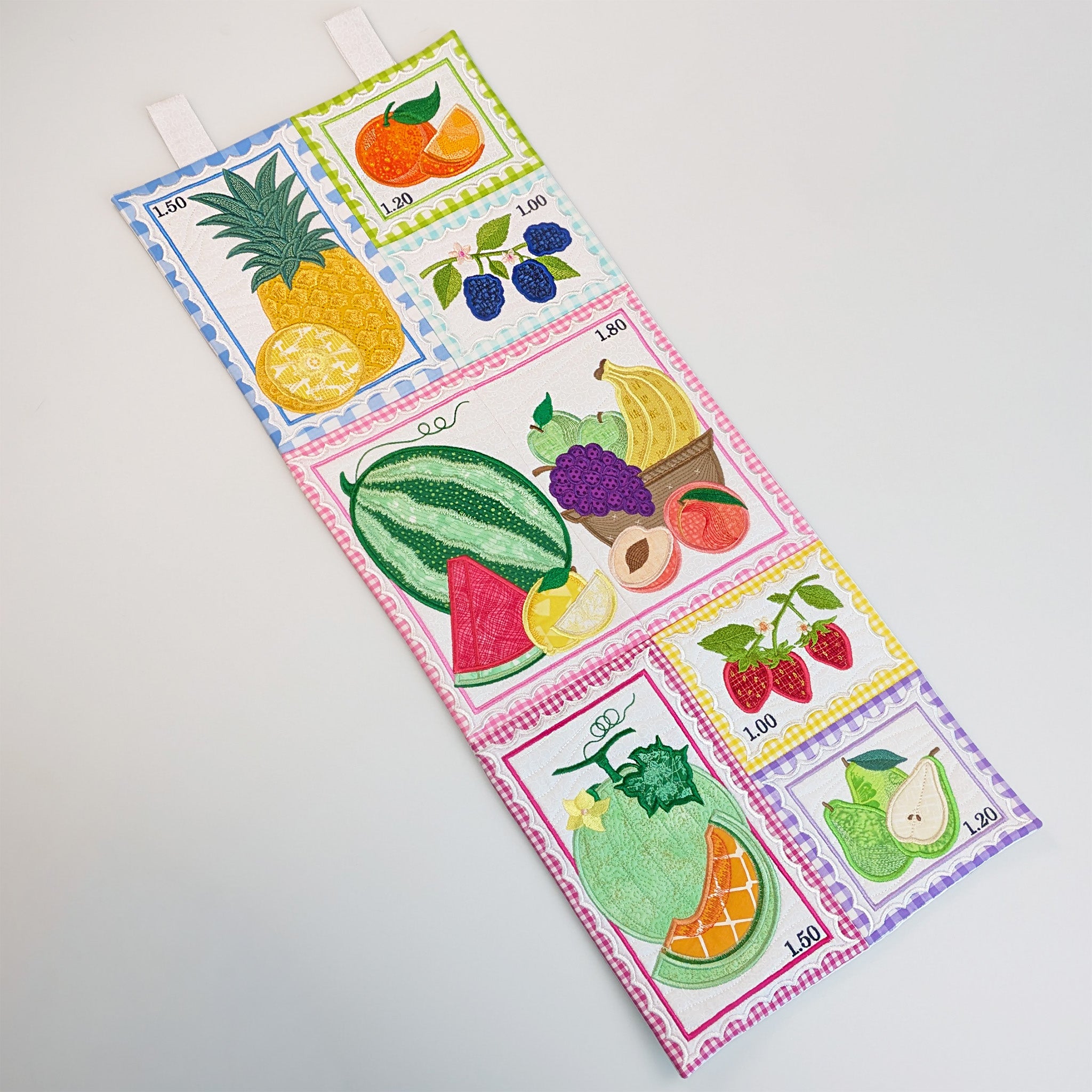 Fruit Stamps Runner or Hanger In the hoop machine embroidery designs