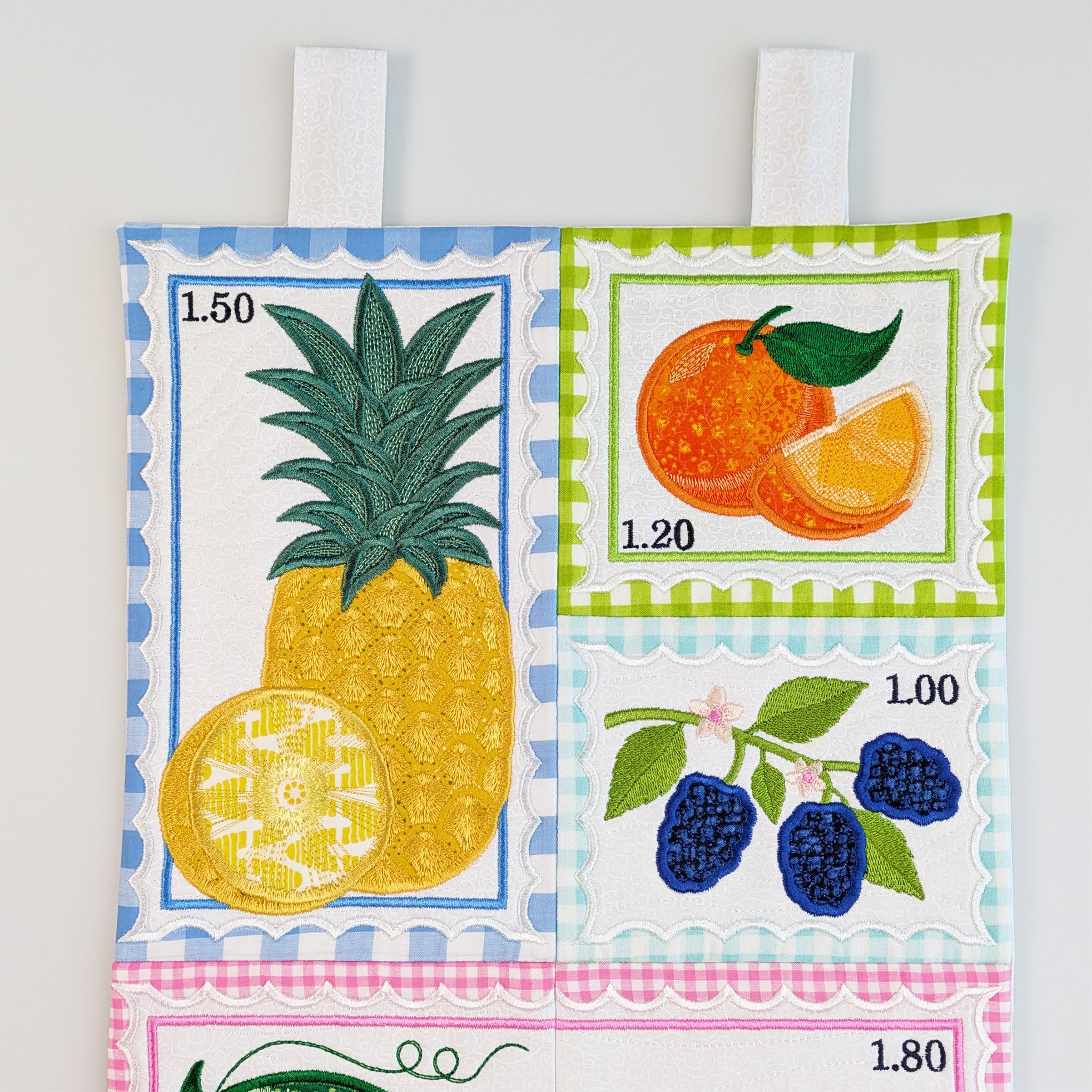 Fruit Stamps Runner or Hanger In the hoop machine embroidery designs