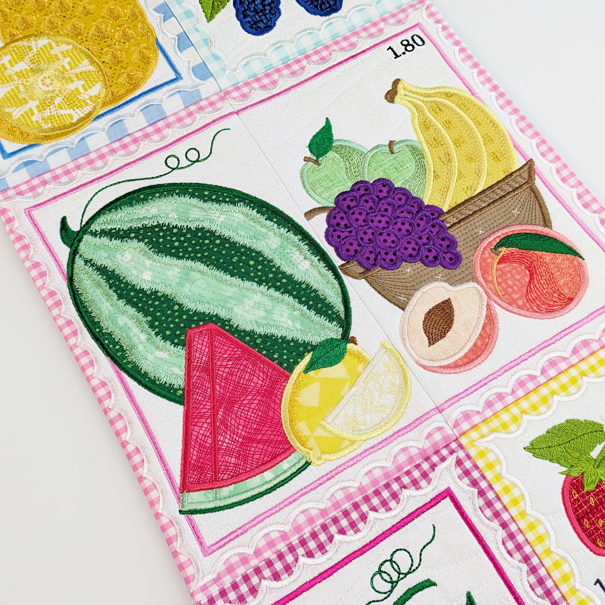 Fruit Stamps Runner or Hanger In the hoop machine embroidery designs