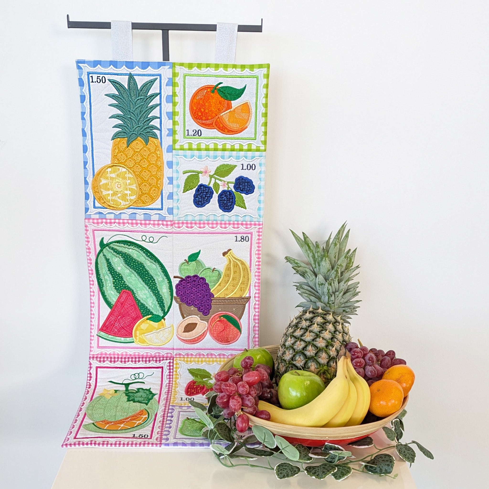 Fruit Stamps Runner or Hanger In the hoop machine embroidery designs