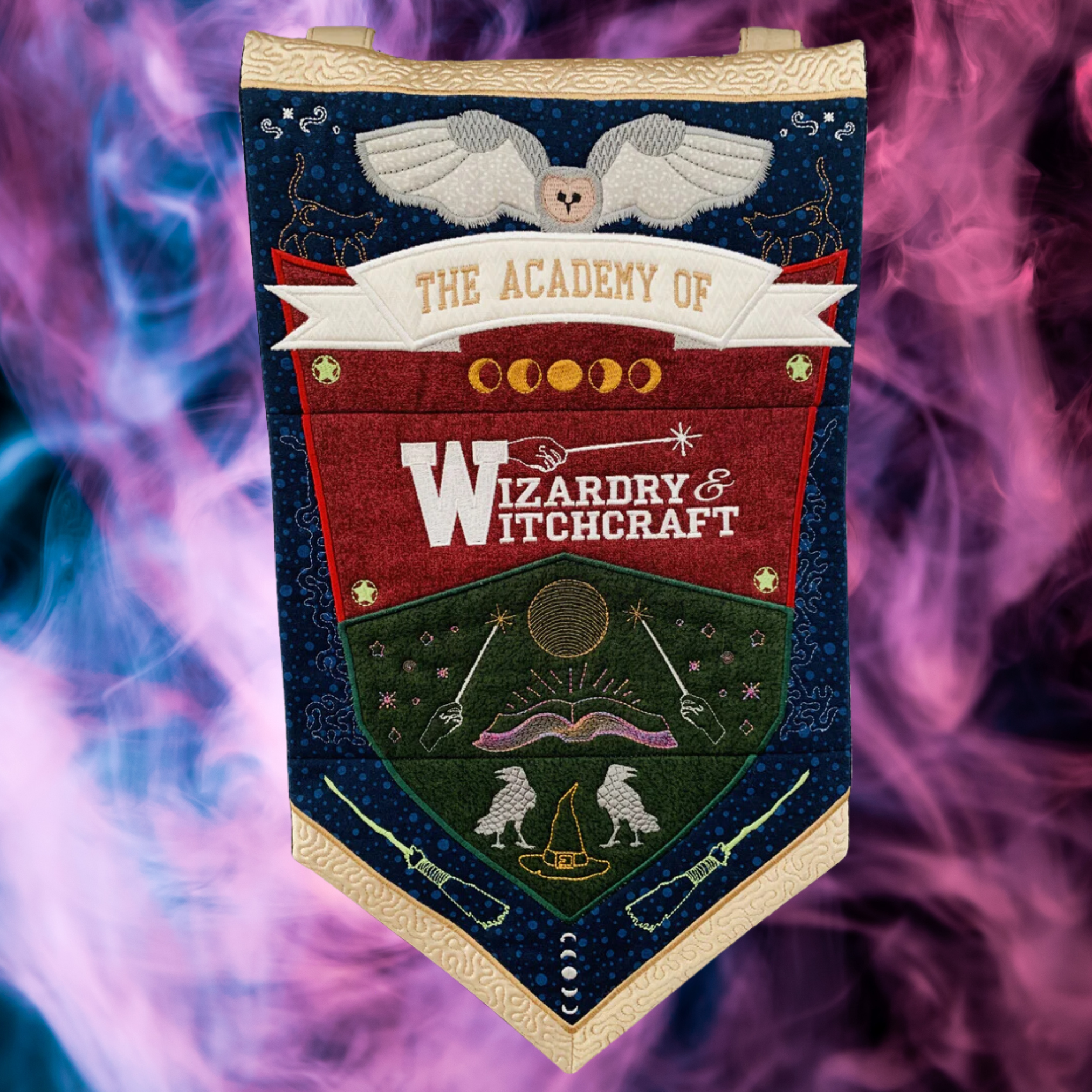 academy of wizardry and witchcraft book inspired ith flag