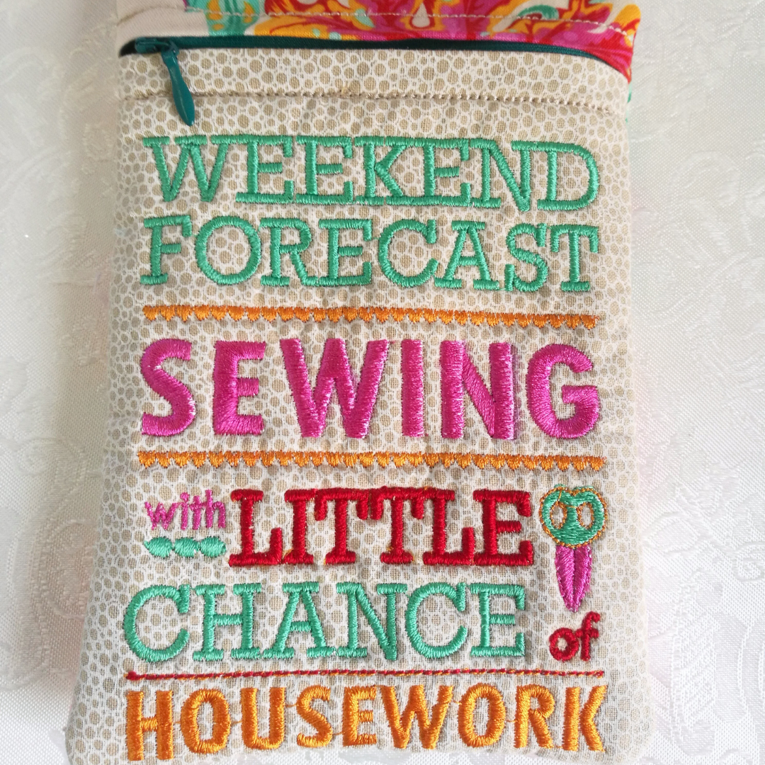 Weekend Forecast Zipper Purse In the hoop machine embroidery designs