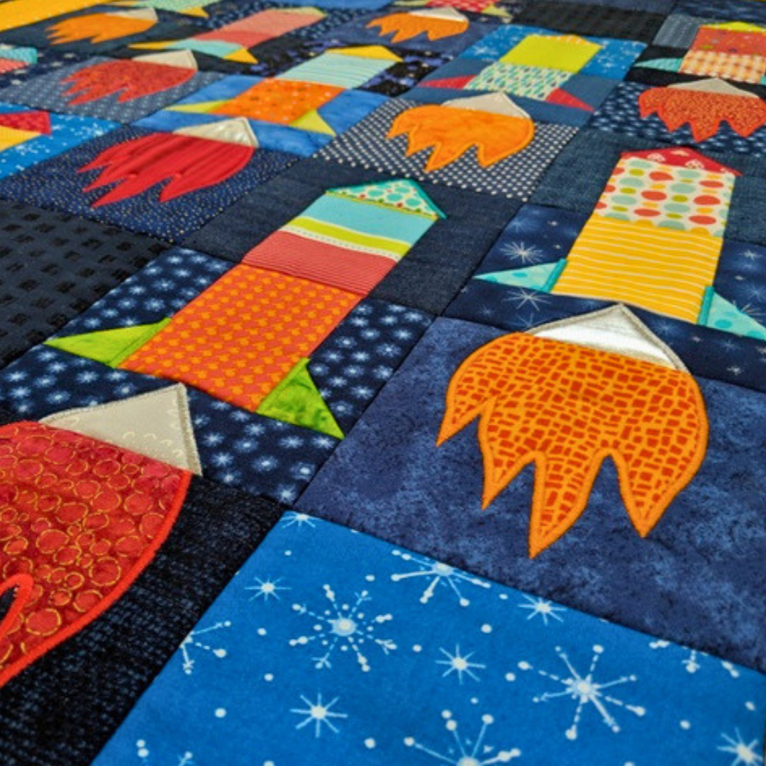 Rocket Quilt and Blocks In the hoop machine embroidery designs