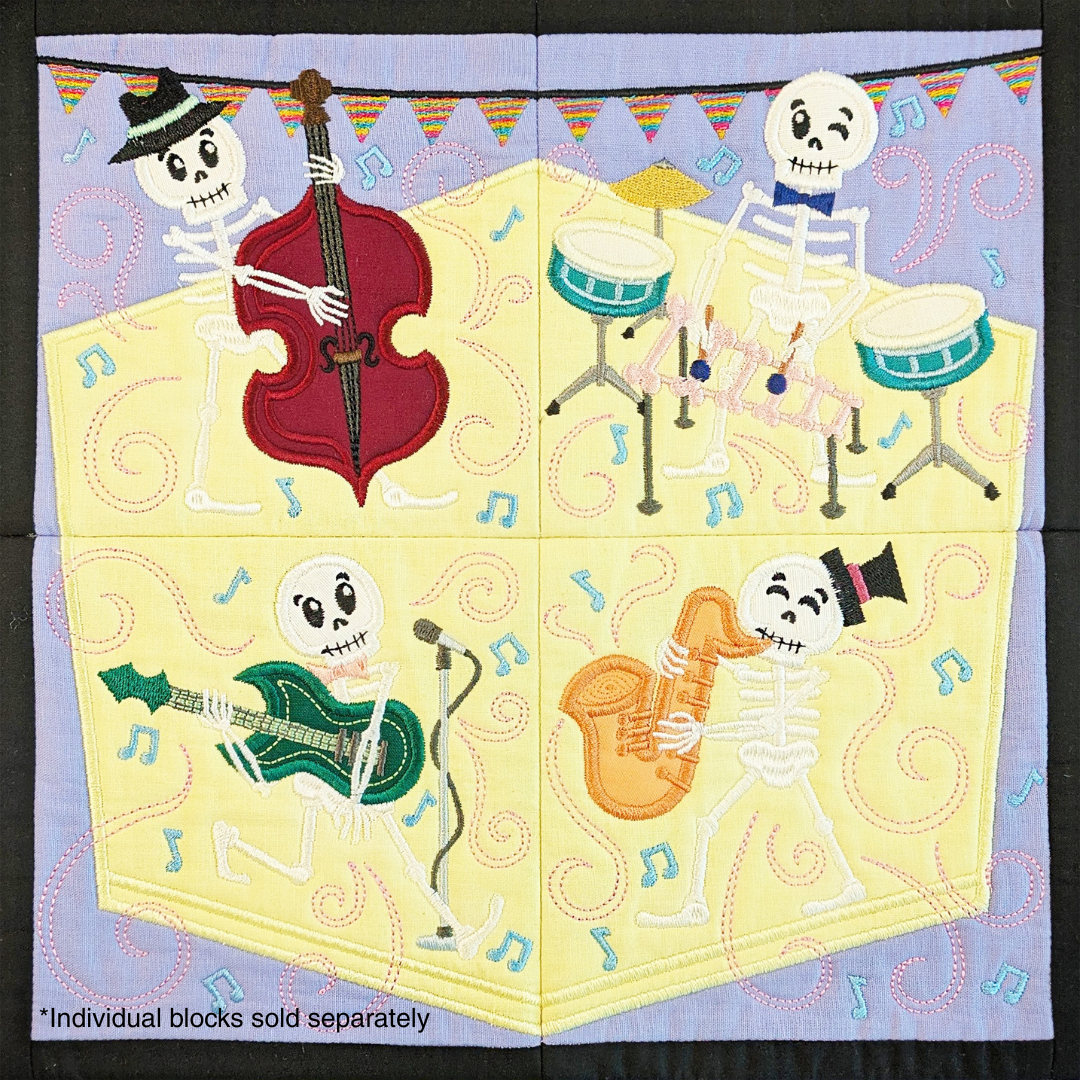 BOW Monster Dance Quilt - Block 4 In the hoop machine embroidery designs