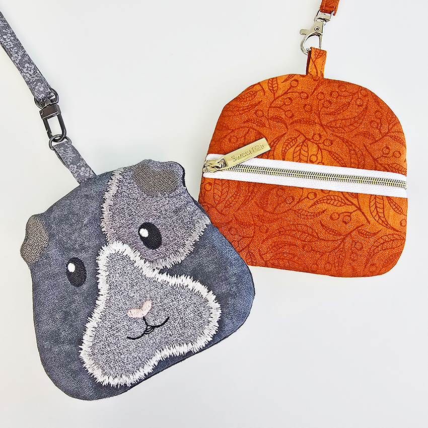 Guinea Pig Coaster or Purse Set In the hoop machine embroidery designs