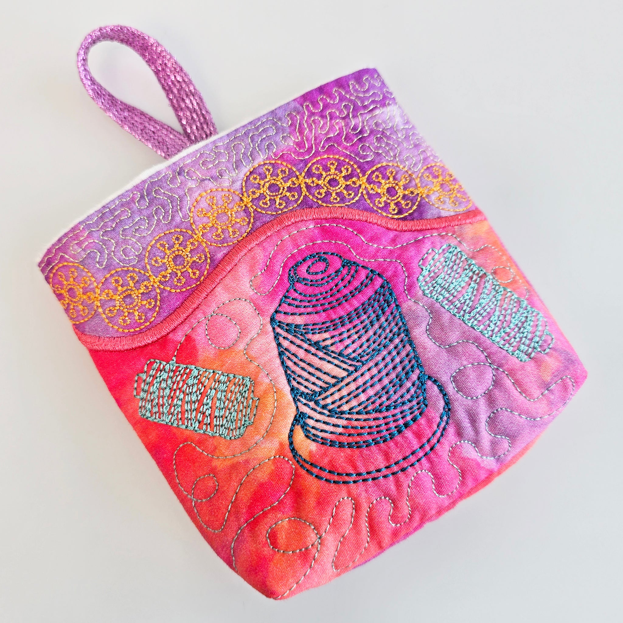 5x5 hanging thread colour in bright sweet pea fabrics