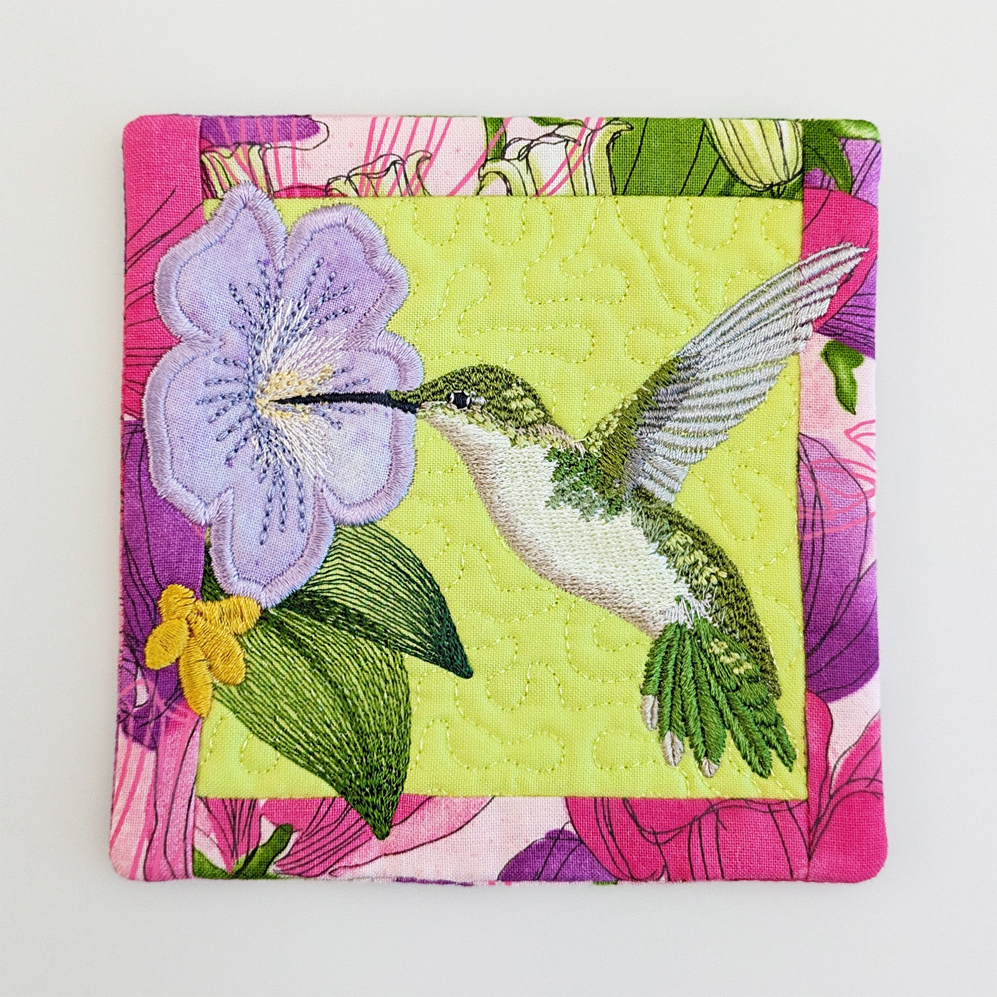 Hummingbird Blocks or Coasters In the hoop machine embroidery designs