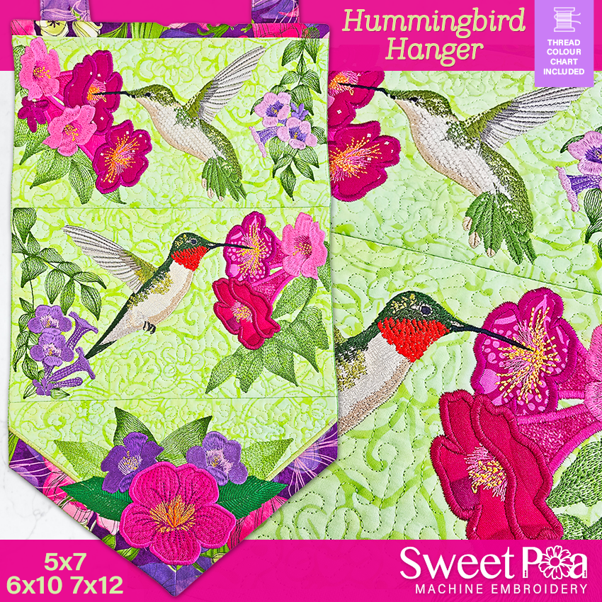 Hummingbird Hanger In the hoop machine embroidery designs