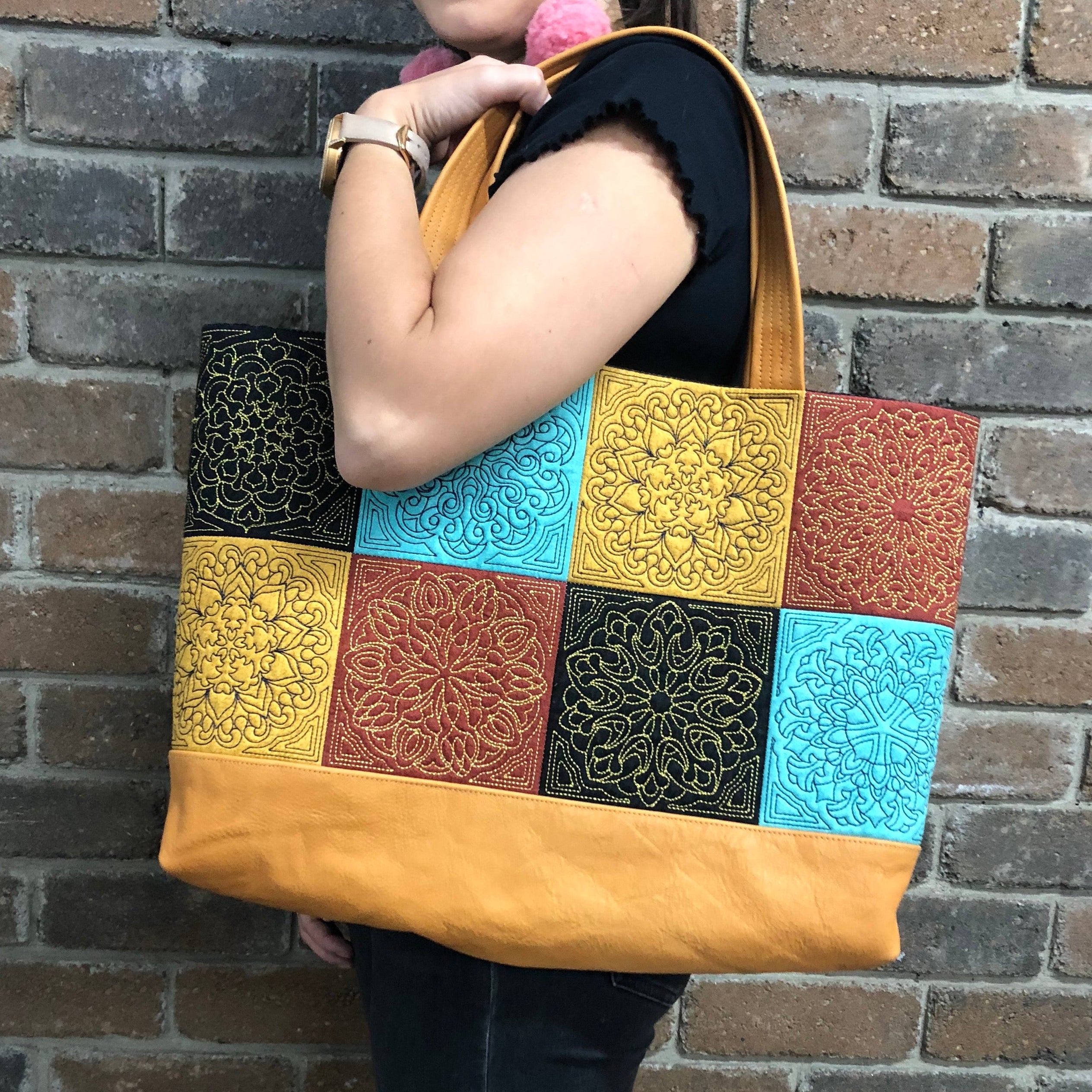 Mandala Blocks and Tote Bag In the hoop machine embroidery designs