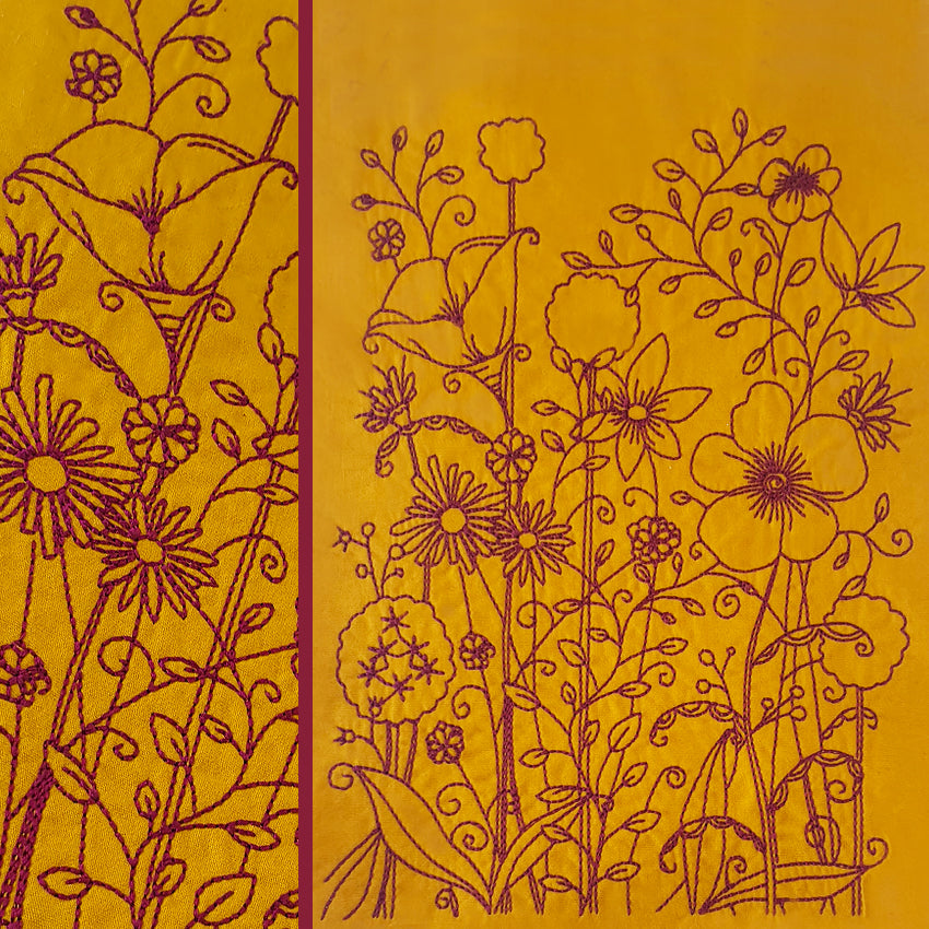 Spring Flowers Redwork