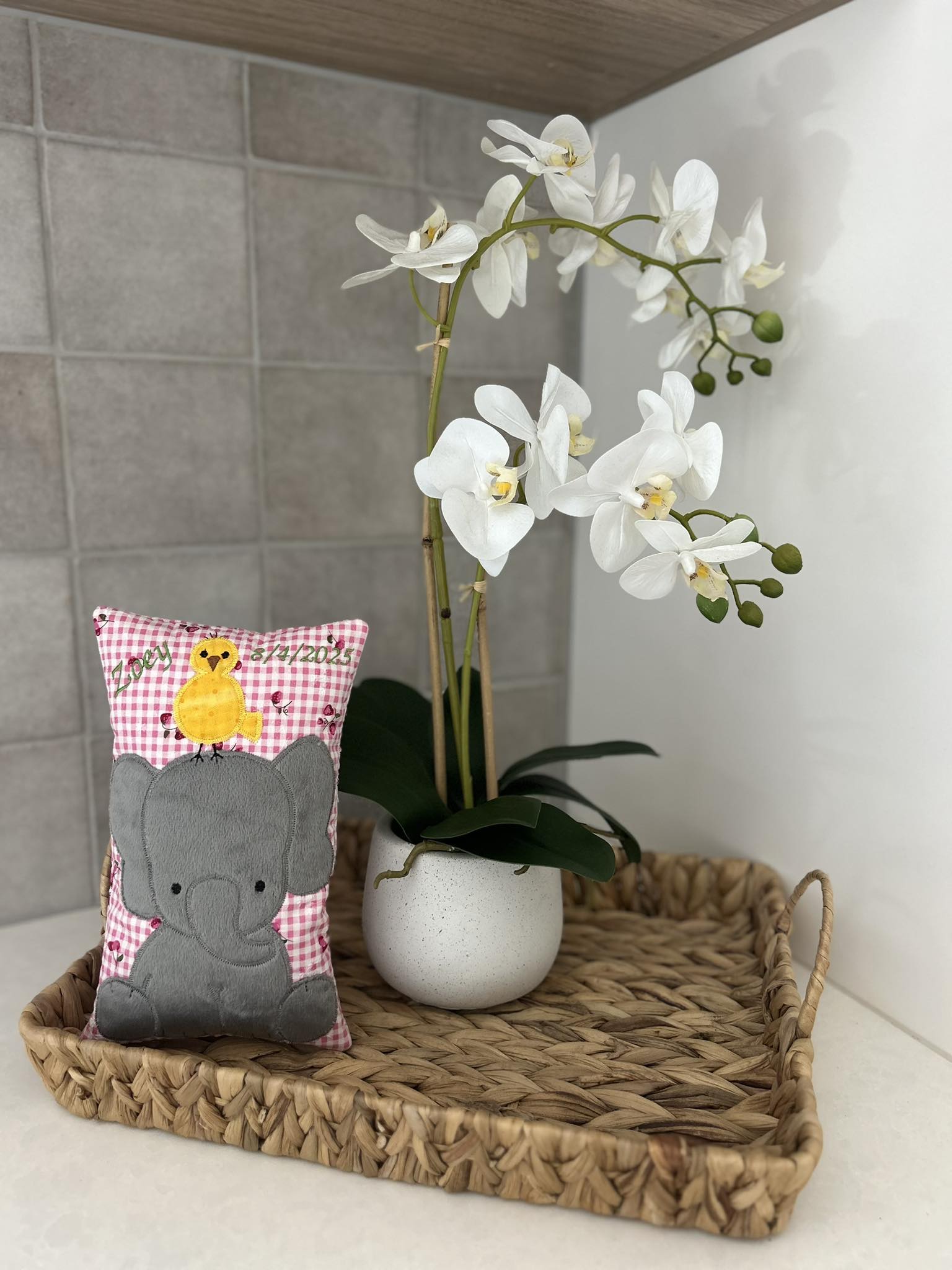 Baby Pillow with Elephant and Chick