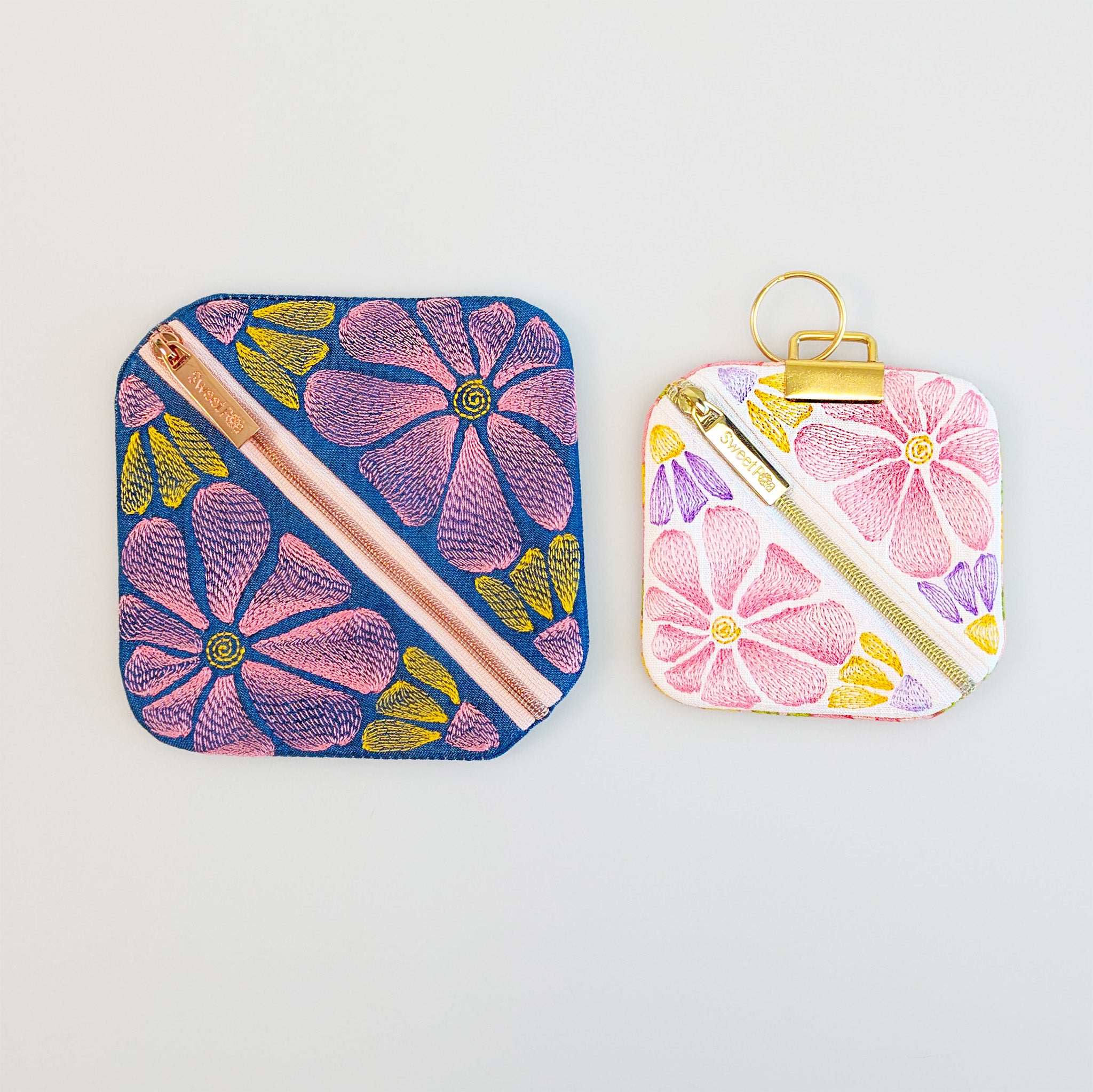Key Fob Zipper Purse In the hoop machine embroidery designs
