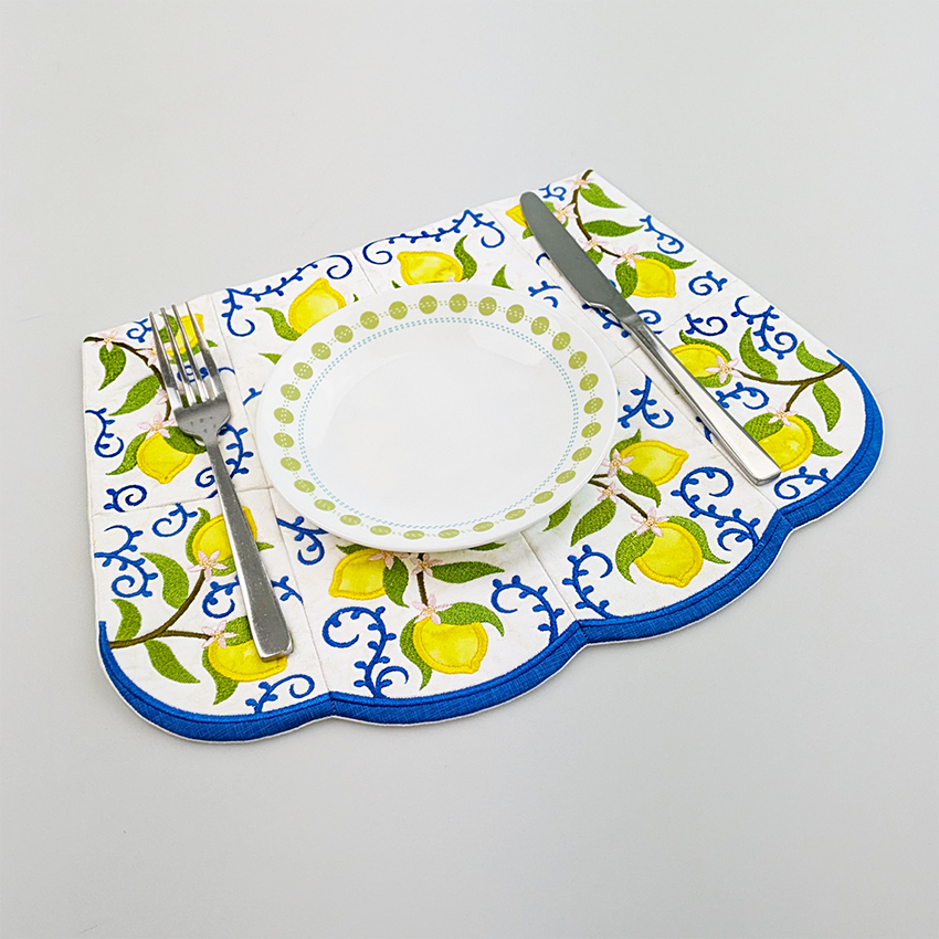 Lemon Placemat with plate and cutlery