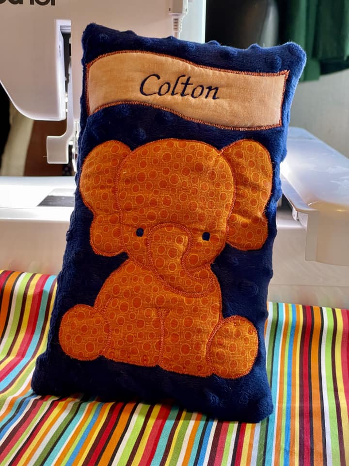 Baby Elephant Pillow with Flag