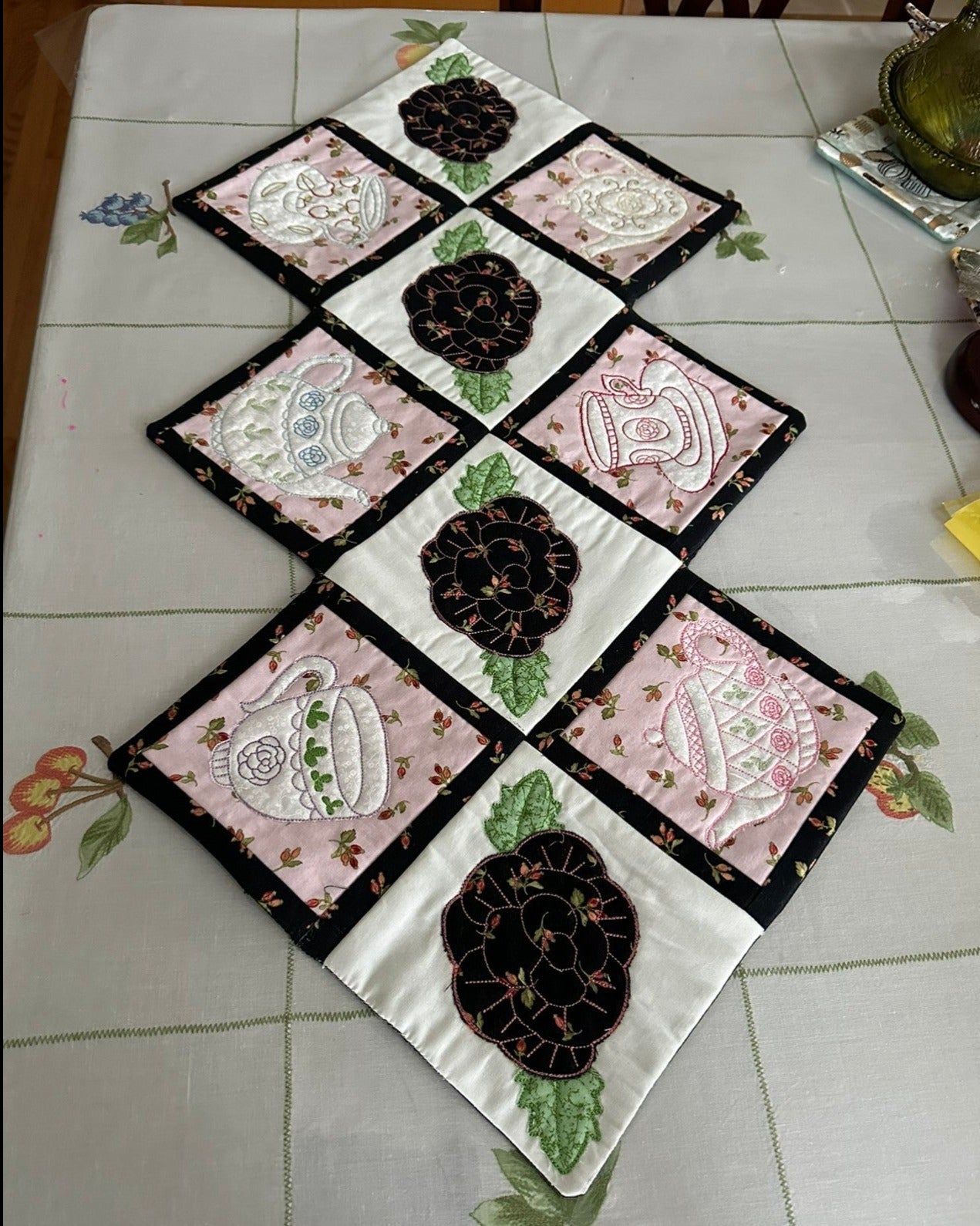 Teatime Table Runner and Mug Rugs Set 4x4 5x5 6x6 8x8
