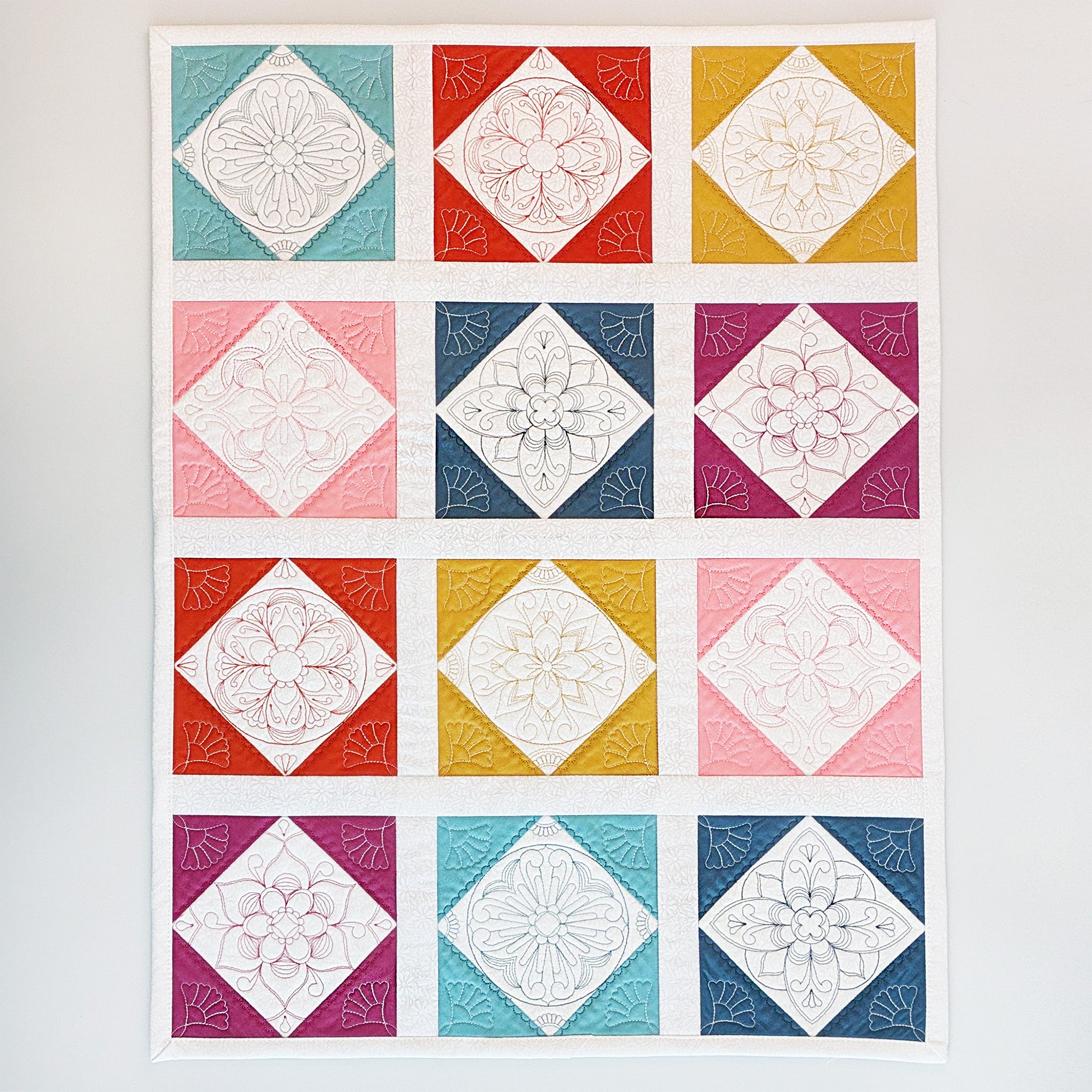 Mandala Quilt As You Go In the hoop machine embroidery design by sweet pea