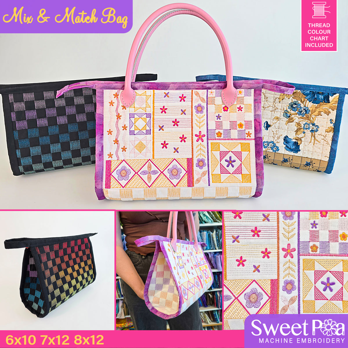 Mix and Match Bag In the hoop machine embroidery designs