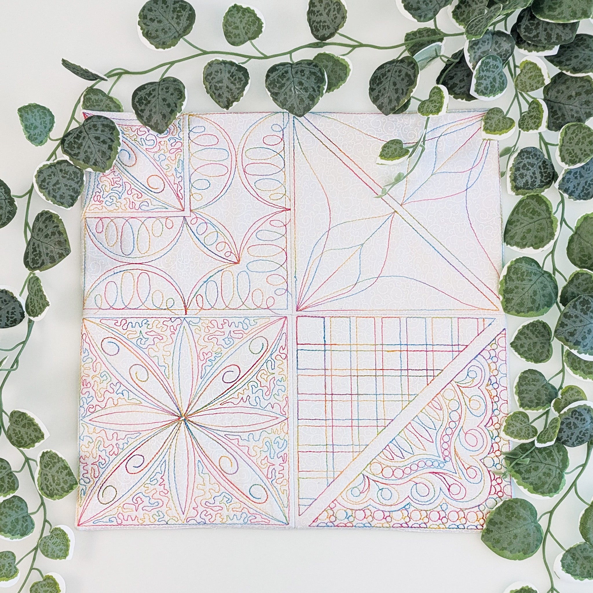 Monochrome Quilt In the hoop machine embroidery designs