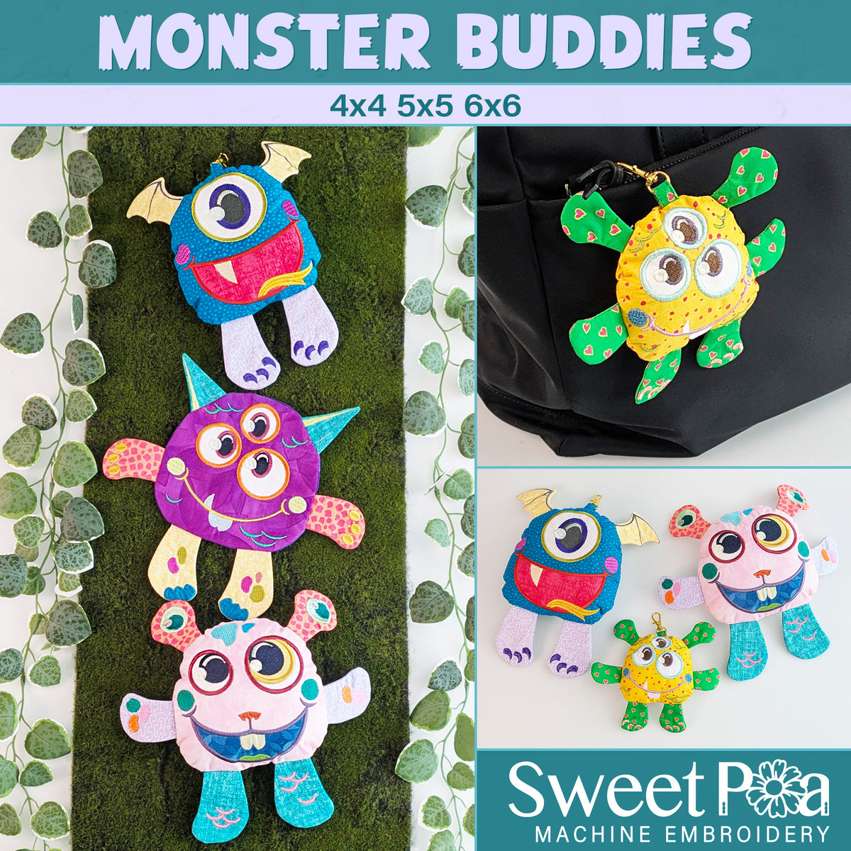 Monster Buddies In the hoop machine embroidery designs