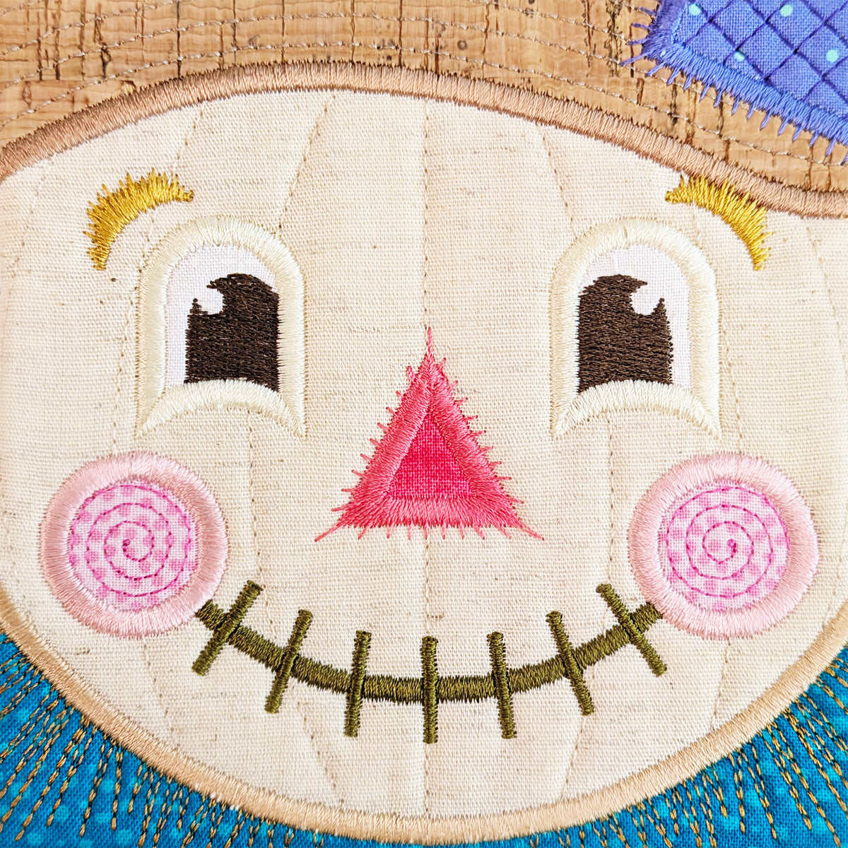 Monster Face Scarecrow Coaster In the hoop machine embroidery designs