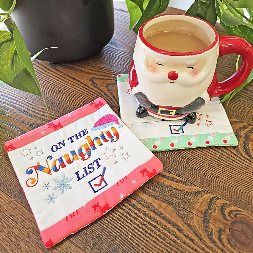 Naughty or Nice Coaster or Embroidery