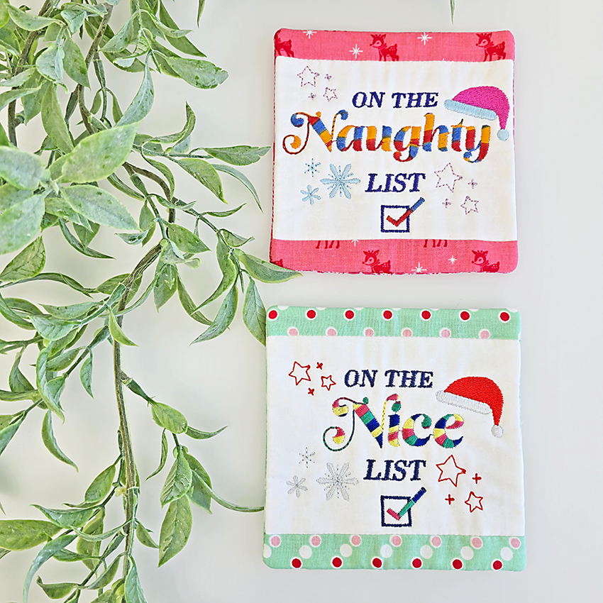 Naughty or Nice Coaster or Embroidery