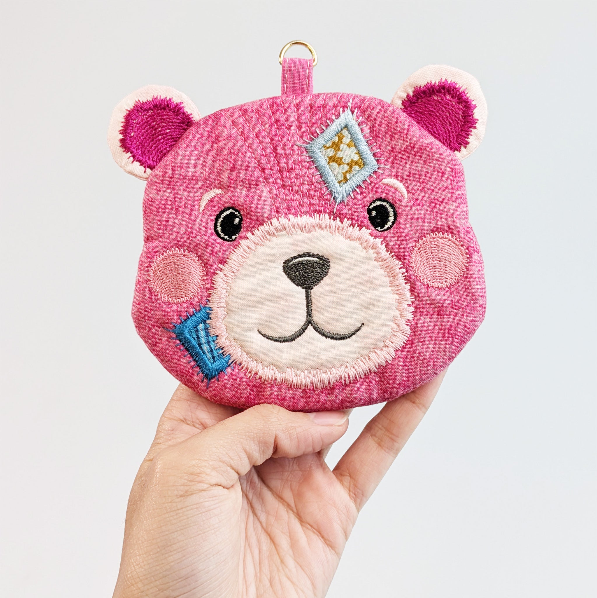 Patch the Teddy Bear Purse In the hoop machine embroidery designs