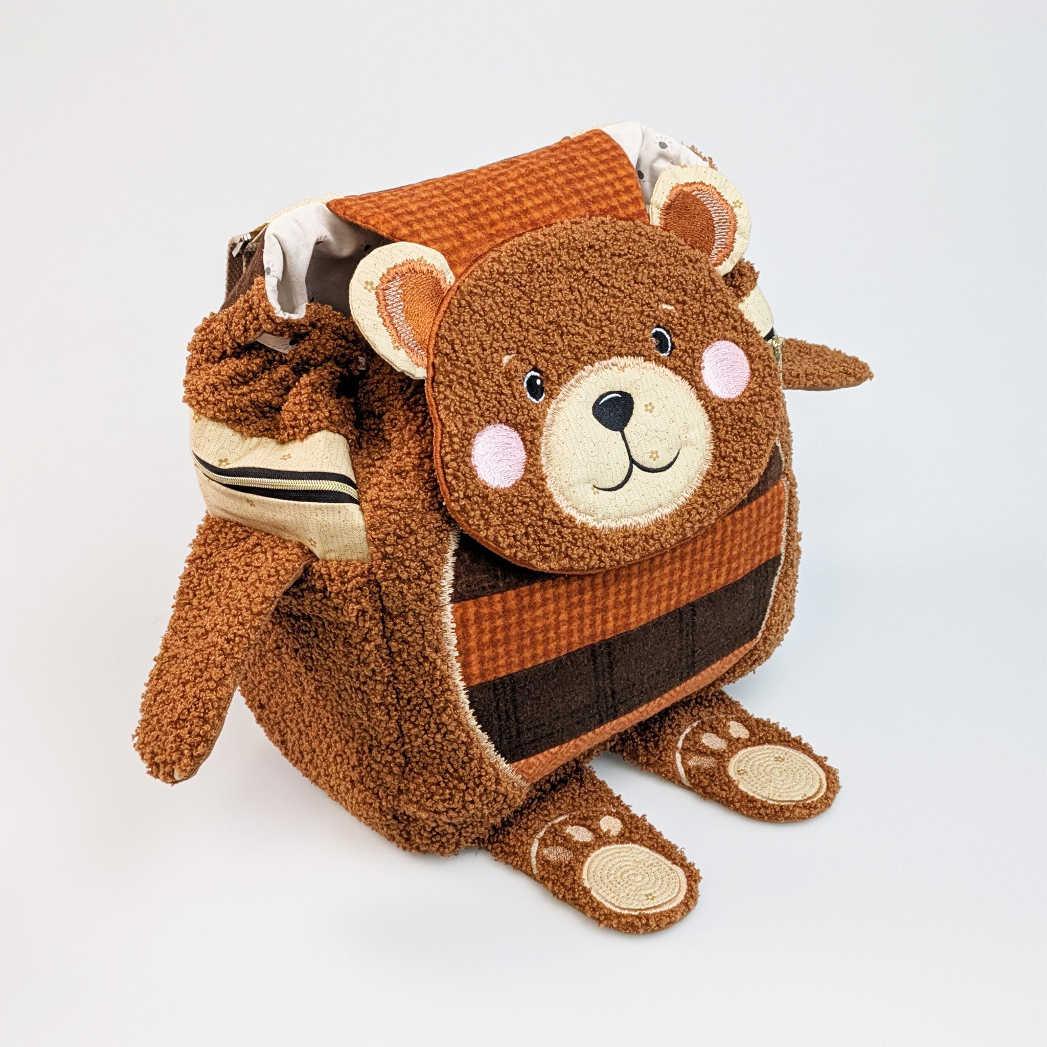 Patch the Teddy Bear Backpack In the hoop machine embroidery designs