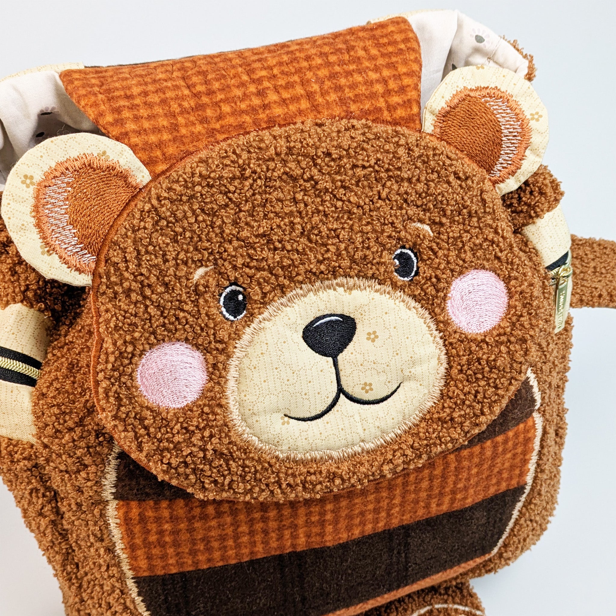 Patch the Teddy Bear Backpack In the hoop machine embroidery designs