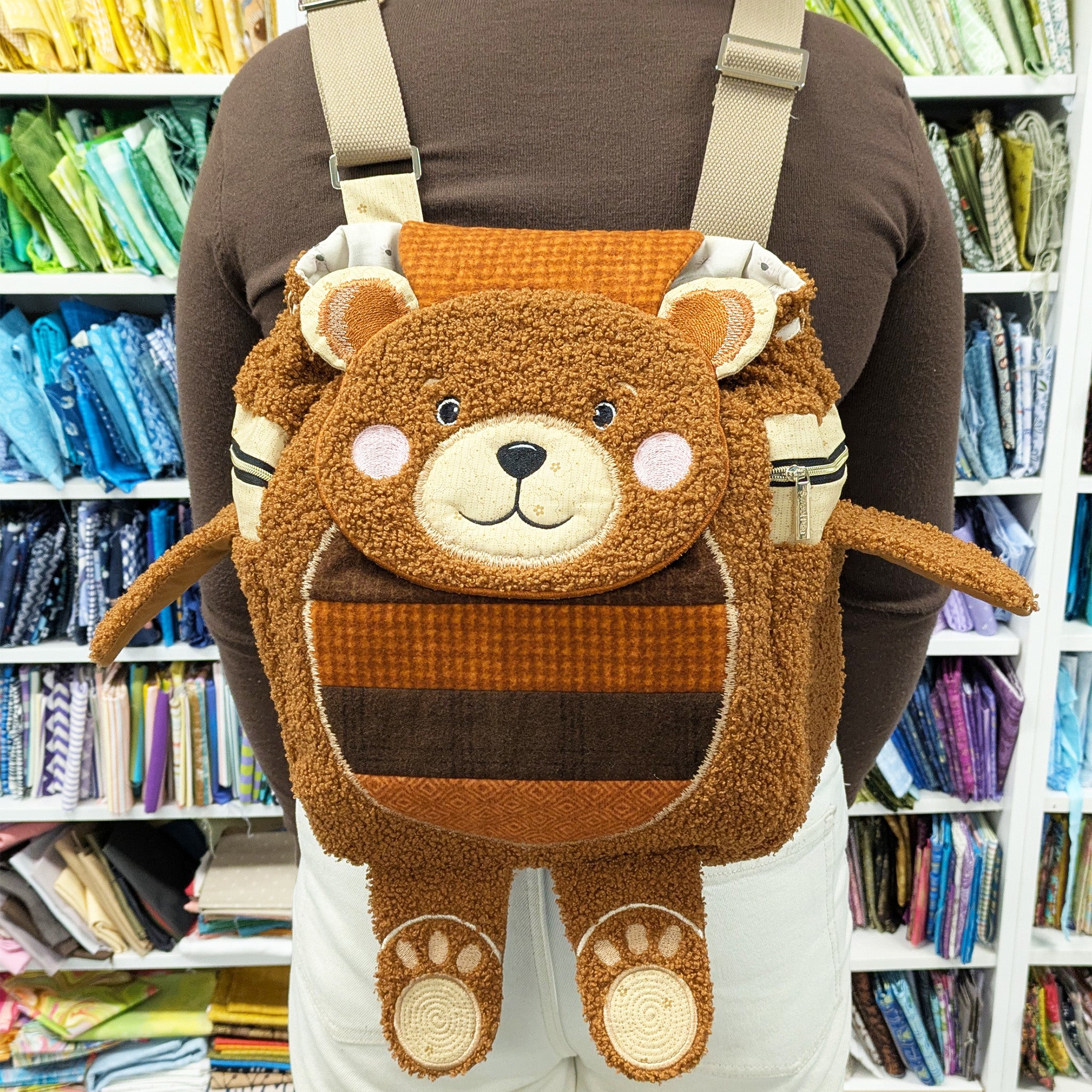 Patch the Teddy Bear Backpack In the hoop machine embroidery designs