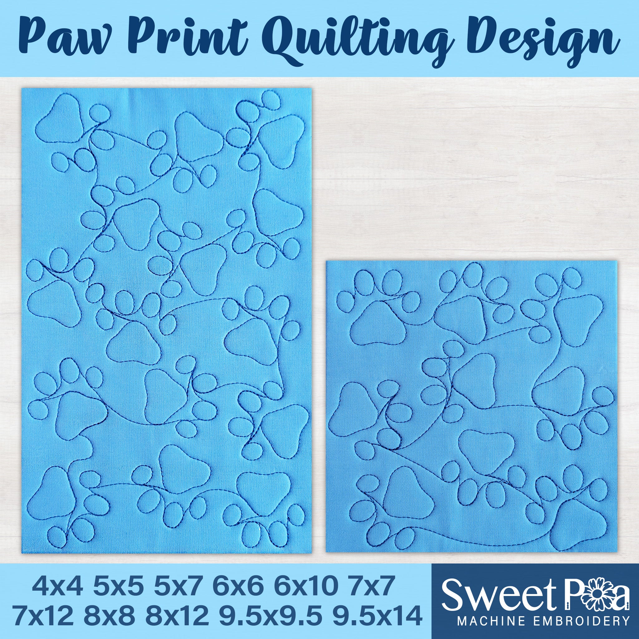 Paws Edge-to-Edge Quilting Design In the hoop machine embroidery designs