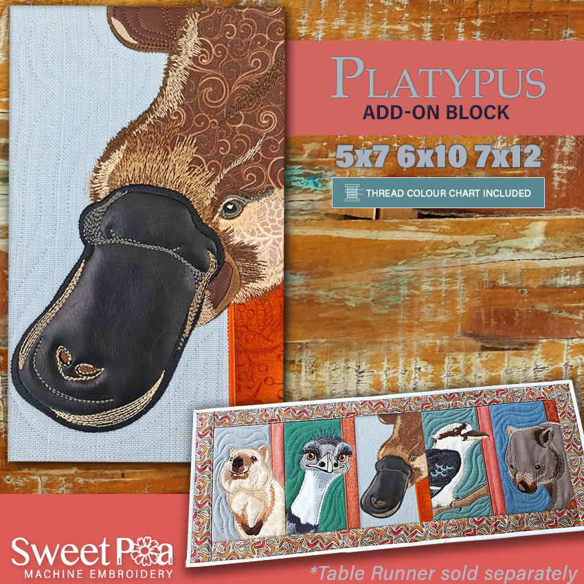 Platypus Add-on Block In the hoop machine embroidery designs