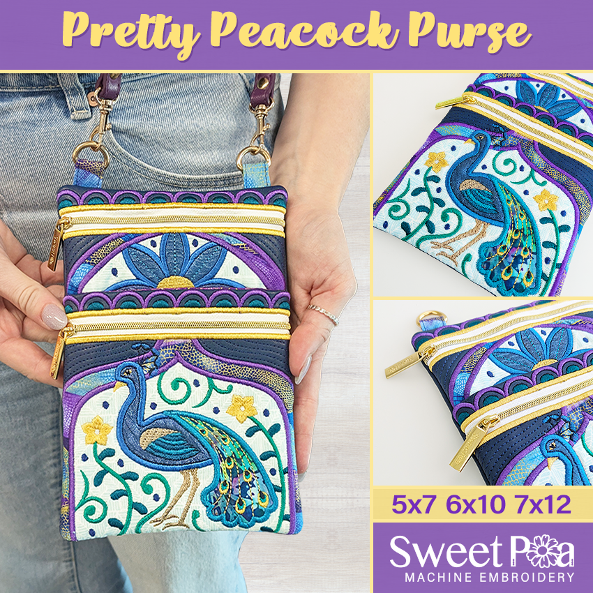 Pretty Embroidered Peacock on a Purse