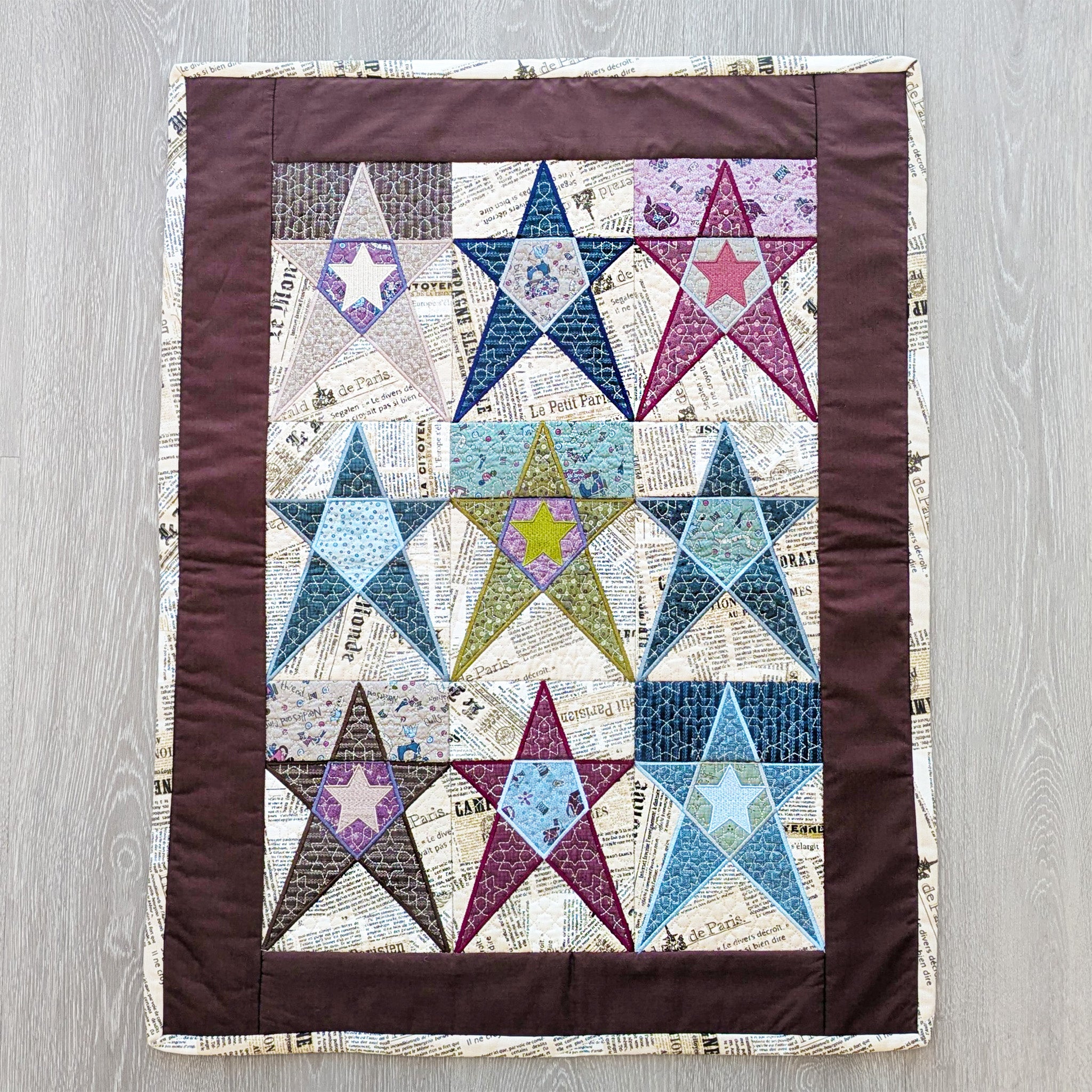 Primitive Star Blocks and Quilt 5x7 6x10 7x12 In the hoop machine embroidery designs