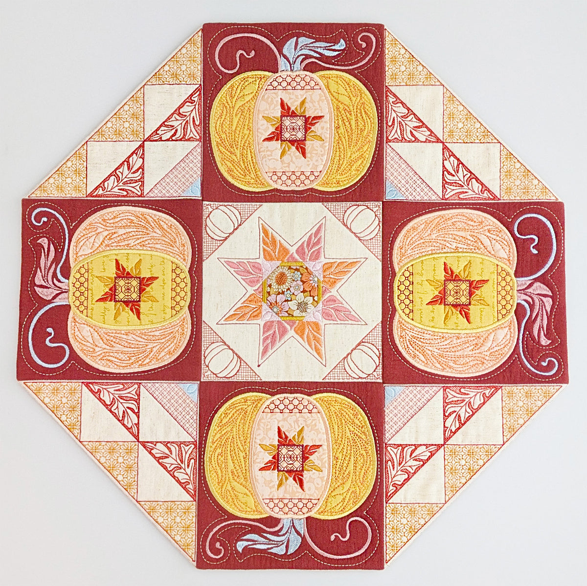 Pumpkin Star Table Centre In the hoop machine embroidery designs