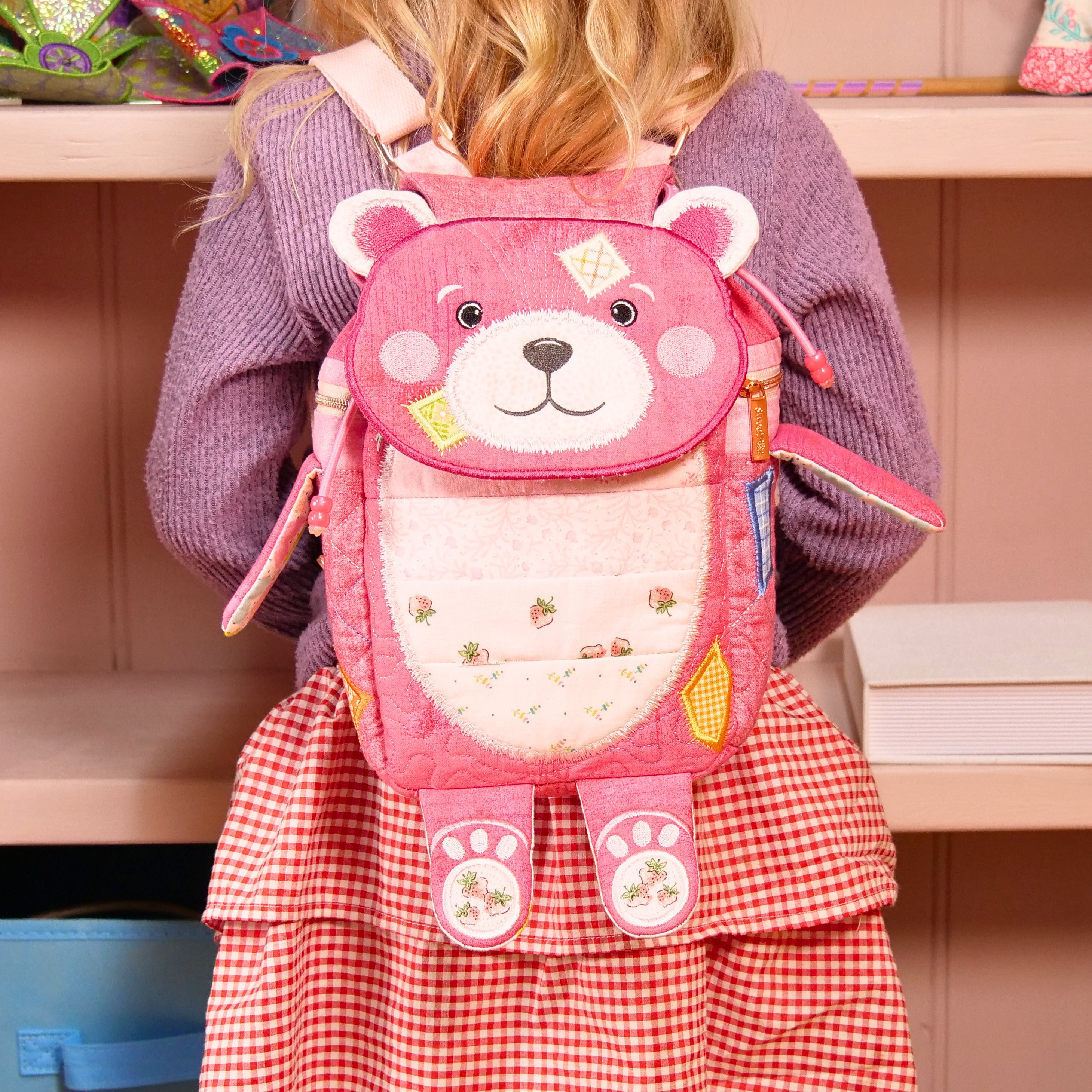 Patch the Teddy Bear Backpack In the hoop machine embroidery designs