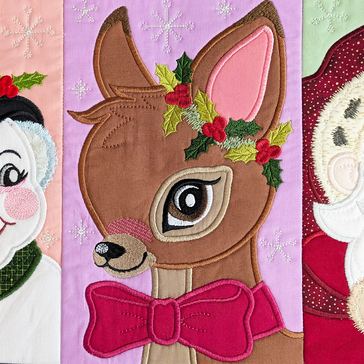 Retro Christmas Characters Table Runner In the hoop machine embroidery designs