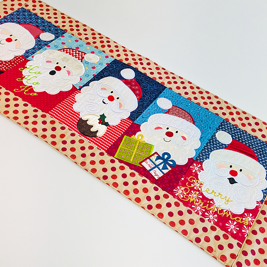 Santa Table Runner In the hoop machine embroidery designs