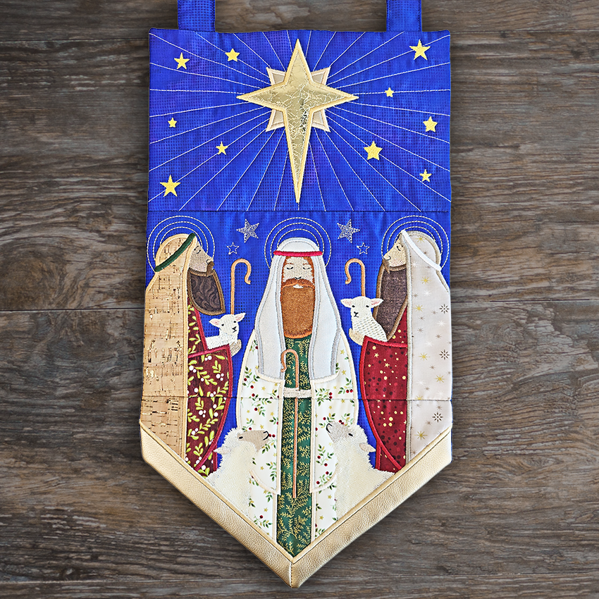 Decorative wall hanging with nativity scene ITH design