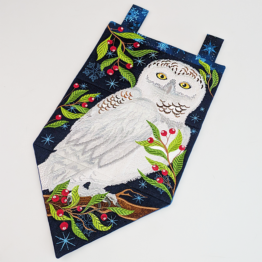 Snowy Owl Hanger In the hoop machine embroidery designs