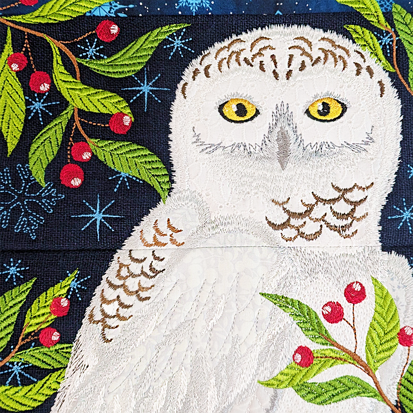 Snowy Owl Hanger In the hoop machine embroidery designs