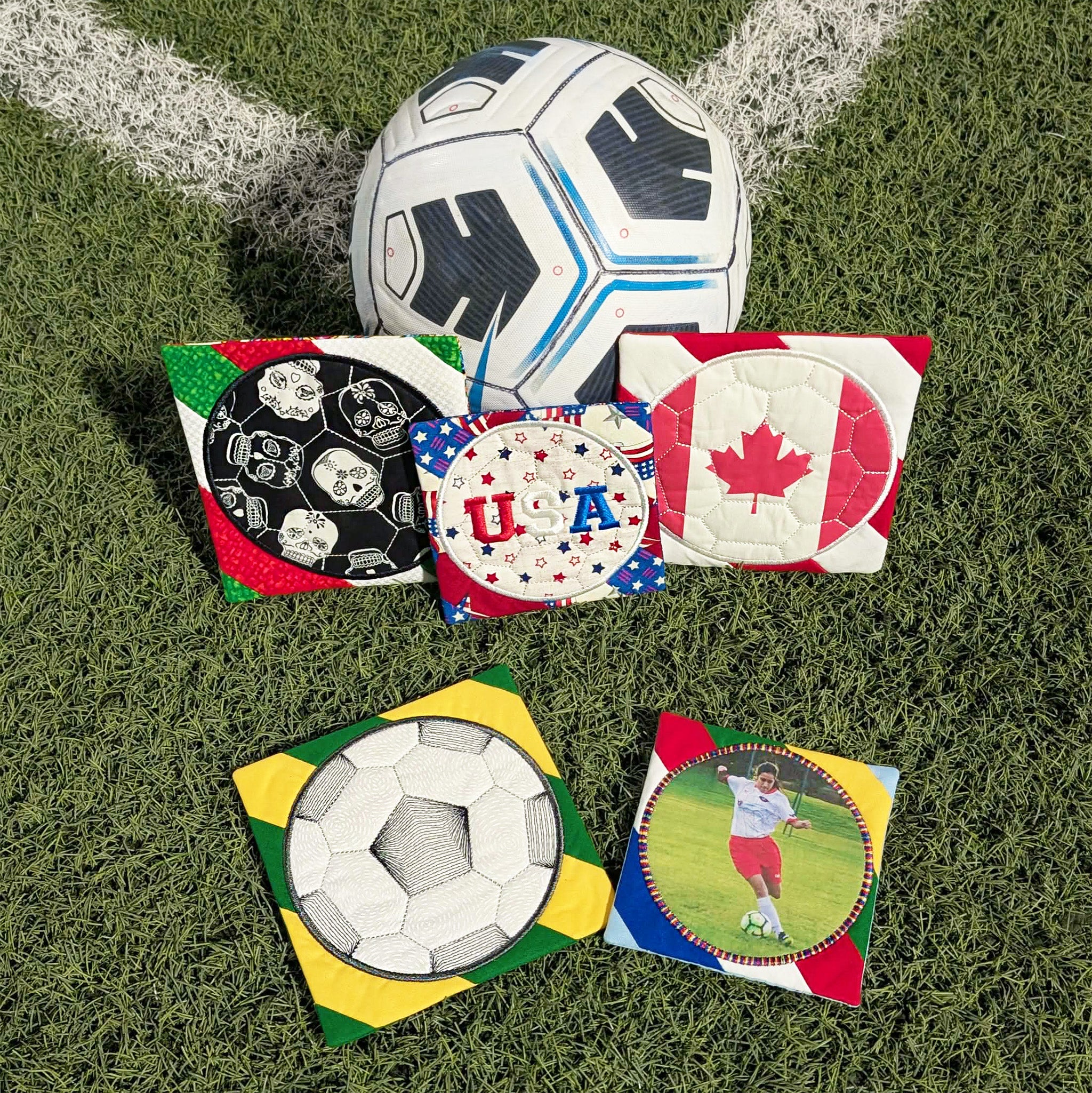 Soccer Ball Coaster In the hoop machine embroidery designs